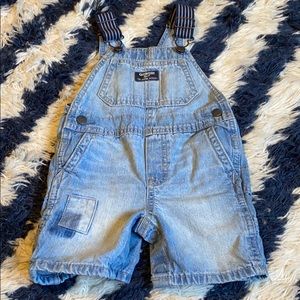 Patch denim shortalls